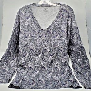 Gorgeous JONES NEW YORK SPORT 3X Plus super soft Grey Purple Pink Paisley Tshirt